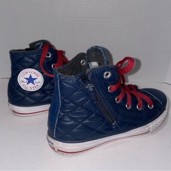 Converse Youth Size 13 Chuck Taylor All Star High Top Navy Blue Quilted Zipper - Picture 5 of 9